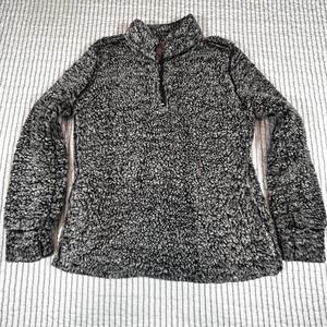 Weatherproof Vintage Womens M 1/4 Zip Pullover Sherpa Black Gray